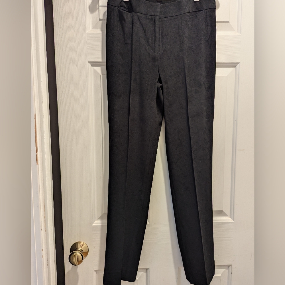 J. McLaughlin Black Dress Pants Suede Look Split Side Hem Size 6 *NWOT